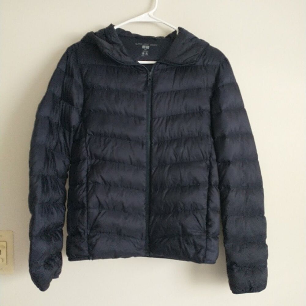 UNIQLO Ultra Light Down Puffer Jacket Mens 2XS/S*Blue Purple Hooded Packable